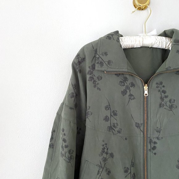 90s Deep Sage Botanical Oversized Coat - Picture 8 of 9